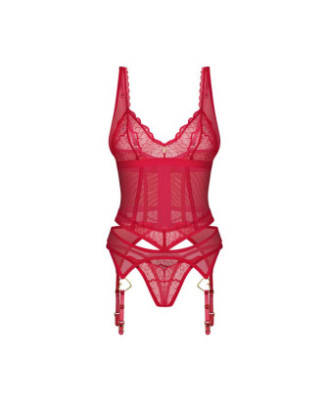 Cupide Desir corset et string - Rouge